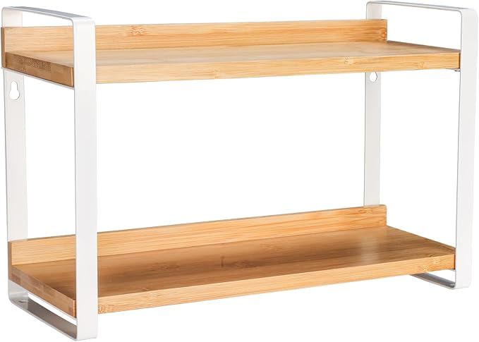 Countertop Spice Rack, Coffee Bar Accessories, Spice Racks,Counter Shelf, 2 Tier Coffee Organizer Station for Mugs, seasonings, Cream, Syrup (White)