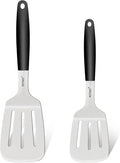 Stainless Steel Spatula Set, 2 Pcs Slotted Spatulas for Kitchen Use, Metal Turner with Silicone Handle for Cast Iron Skillet, Grilling, Cooking Utensils for Flipping Steak, B