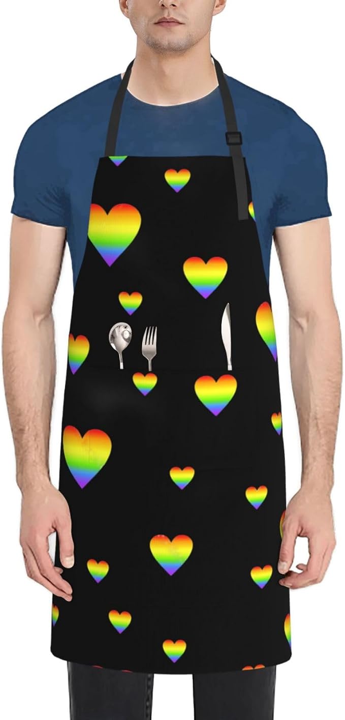 LGBT Aprons Gay Aprons with Pockets and Adjustable Rainbow Apron for Gardening Cooking Kitchen