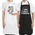 AGMDESIGN One Great Fisherman, Best Catch Of His Life 2-Pack Apron Set, Bridal Shower Gift for Couples, Anniversary Birthday Gifts for Parents BFF