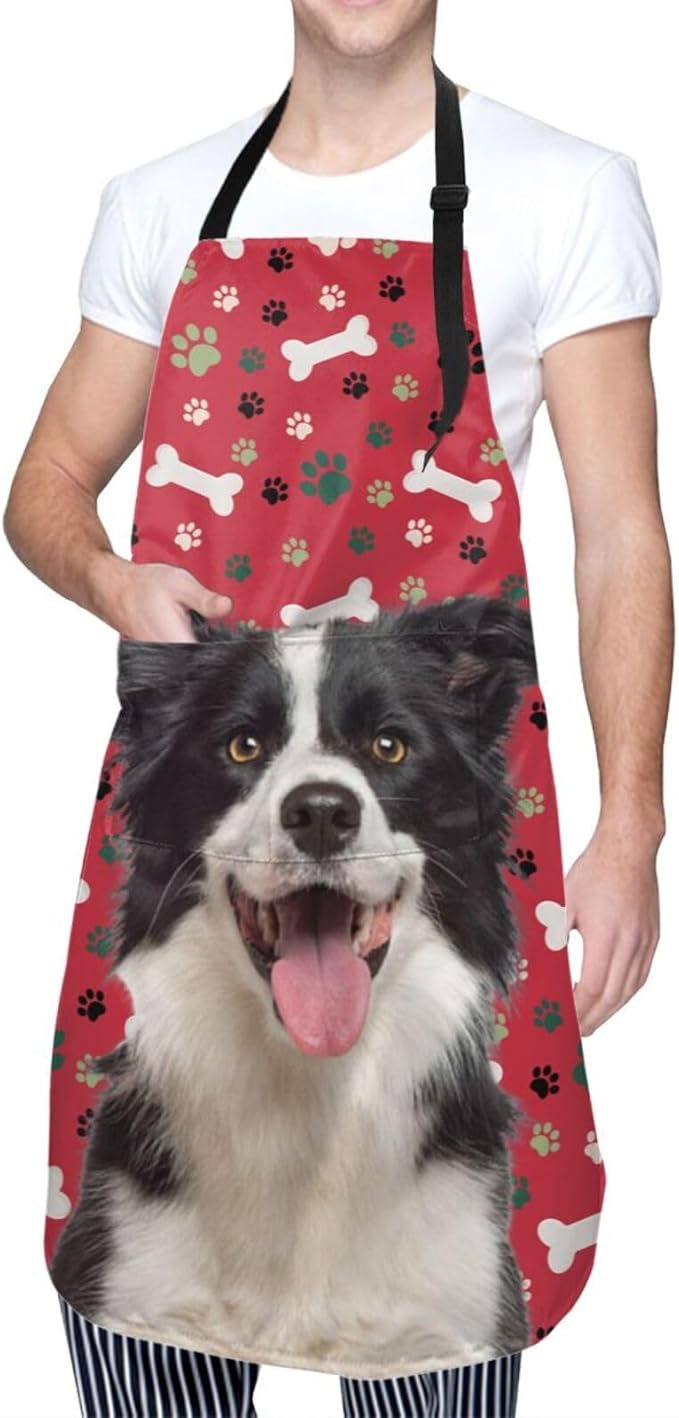Custom Face Apron for Men Women, Personalized Photo Apron with Pockets, Customized Kitchen Aprons