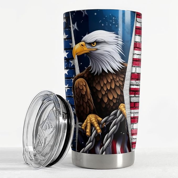 SANDJEST Eagle American Flag Tumbler 20oz Eagles Cups Gifts for Men Women Veterans Stainless Steel Insulated Tumblers Coffee Travel Mug Cup Gift for Birthday Christmas