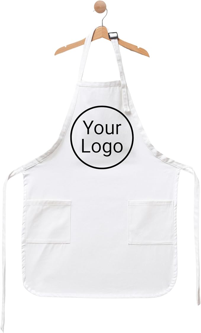 Custom Logo Apron, Personalized Cooking Apron for Men & Women and Kids, Adjustable Chef Apron with Pockets, Premium Handmade Kitchen Gift, Custom Event Apron, Cooking Class Apron