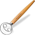 Danish Dough Whisk and Dough Hook - Stainless Steel Dutch Style Wooden Handle for Sourdough, Bread, Pastry Dough Mixing Tools