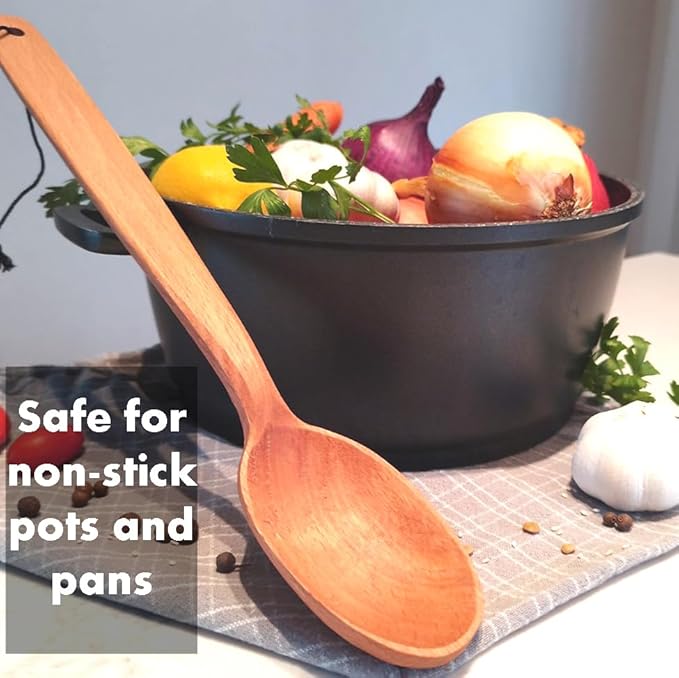 18" Long Wooden Paddle and 14" Large Wooden Spoon Bundle. Heavy Duty Wooden Spoons For Cooking In Big Pots - Brewing, Canning, Crawfish Boil, Stirring & Mixing.
