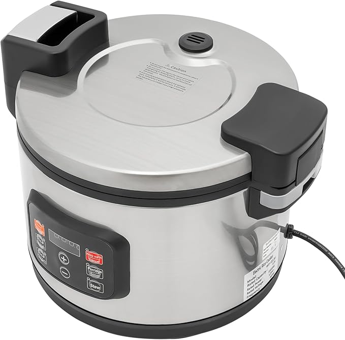13.8 QT Commercial Rice Cooker & Warmer, 32-Cup (Uncooked) / 65-Cup (Cooked) Large Capacity Rice Cooker for Restaurant with Nonstick Inner Pot, Hinged Lid LED Display