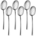 SOLEADER Extra Large Slotted Spoons for Cooking,12 Inch Stainless Steel Slotted Spoon, Slotted Cooking Spoon,Serving Spoon,Buffet Serving Utensils,Spoons Silverware,Pack of 6