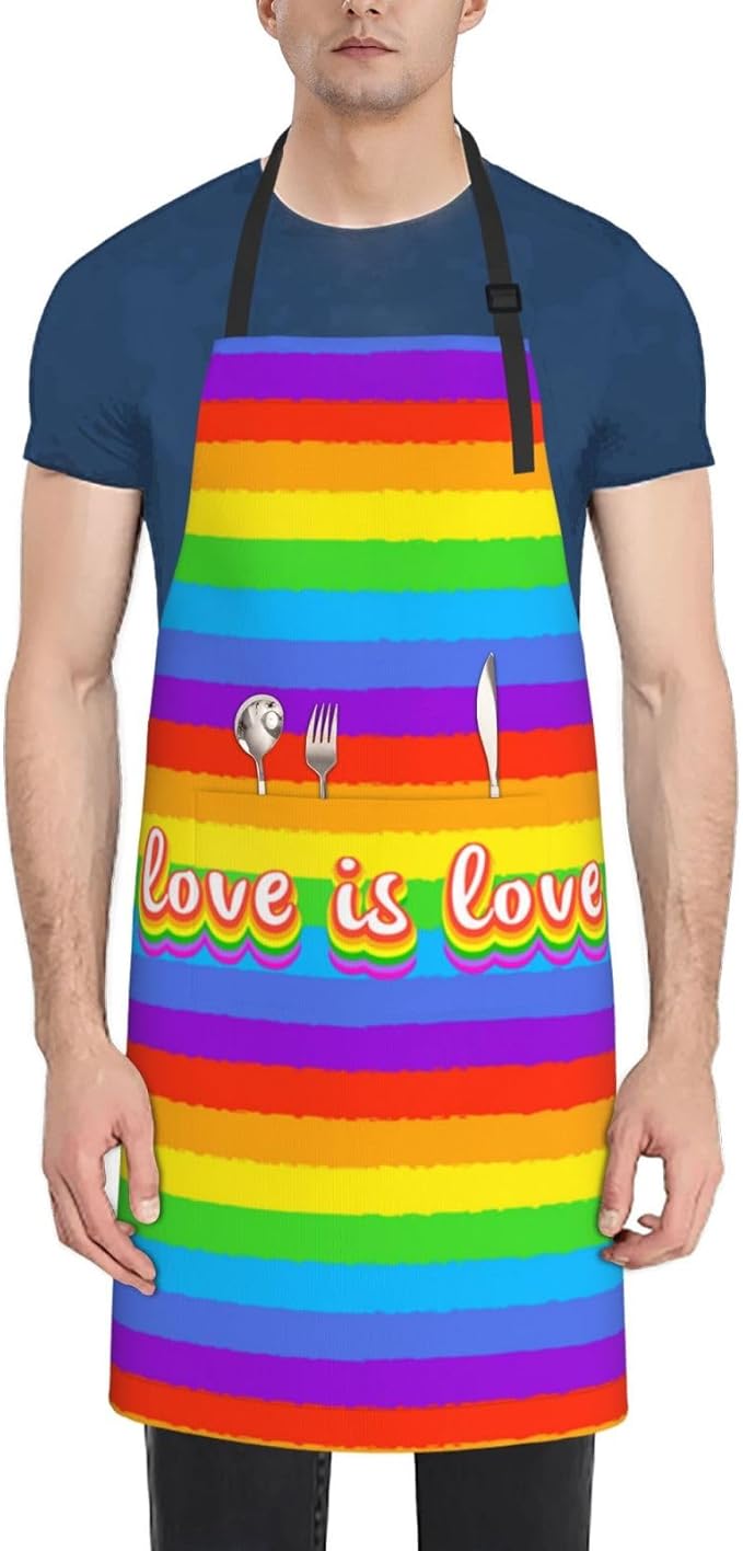 LGBT Aprons Gay Aprons with Pockets and Adjustable Rainbow Apron for Gardening Cooking Kitchen