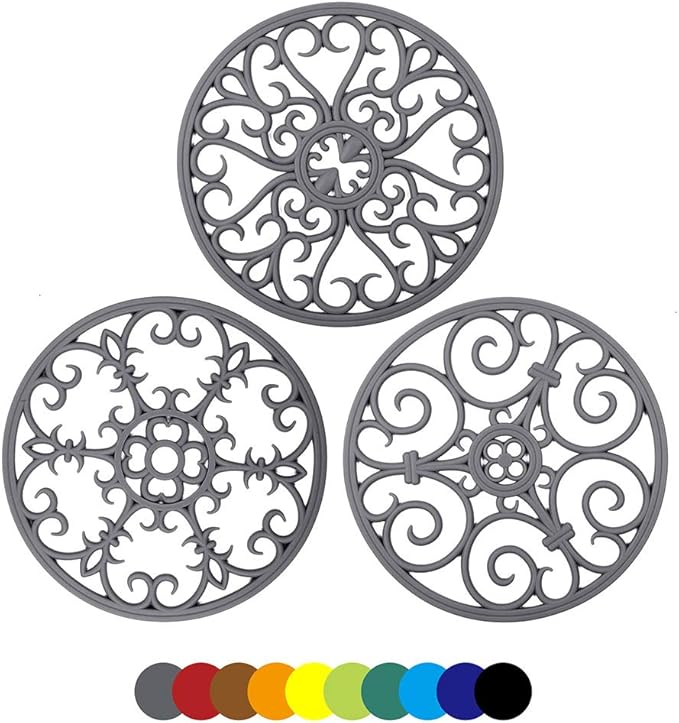 IYYI Silicone Trivet, Trivets for Hot Pots and Pans, Heat Resistant Pot Holder, Non Slip Hot Pads for Countertop, Large Coaster (Gray)