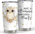 SANDJEST Owl Tumbler Jewelry Style Just A Woman Loves Owls 20oz Tumblers with Lid Gift for Women Girl Daughter Sister Animal Lovers Christmas Birthday Presents