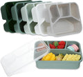 Honeydak 5 Pack Snack Containers 4 Compartment Bento Snack Boxes Reusable Lunchable Containers with Lids Divided Meal Prep Lunch Food Storage Box for School Work Travel(Sage,Mixed)