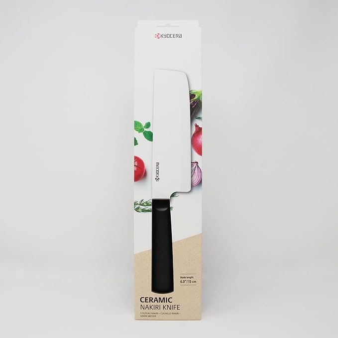 Kyocera INNOVATIONwhite 6" Ceramic Nakiri Knife - White Z212 Blade with Non-Slip Black Handle