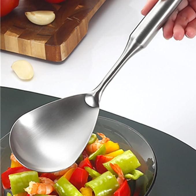 Rice Scooper Spoon Stainless Steel Paddle Serving Spatula Ladle Cooking Utensil for Restaurant and Home Kitchen Heat Proof Handle Durable 11.6 Inches