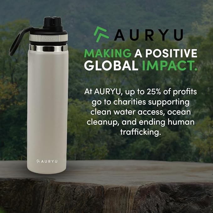 Oat 24oz Triple-Walled Insulated Stainless Steel Water Bottle – Wide Mouth, Leak Proof Flask with Bonus Spout Lid – BPA-Free Thermos for Gym, Hiking, Travel, Hot & Cold Beverages