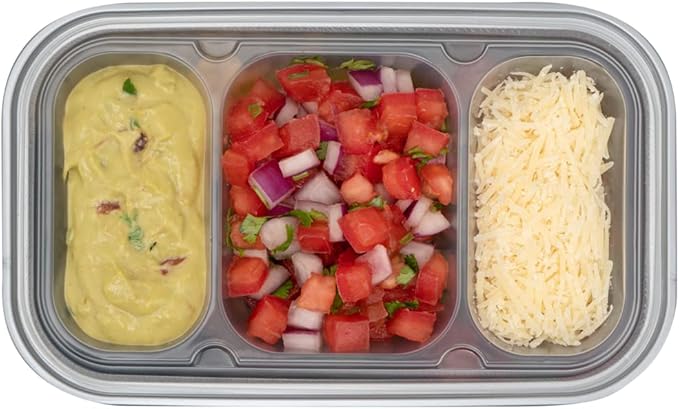 Restaurantware TRAYS ONLY: Futura 15.2 Ounce Trays For Containers, 100 Microwavable Trays For 24, 34, & 44 Ounce Containers - Containers Sold Separately, 3 Compartments, Clear Plastic Food Trays