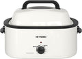 24Qt Turkey Roaster Oven Buffet with Self-Basting Lid, 1450W Electric Roaster Oven with Cool-Touch Handles, Removable Pan and Rack, Stainless Steel, White