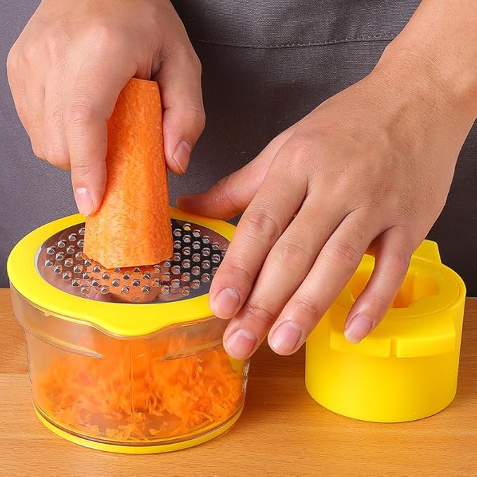 Corn Stripper Tool with Bowl & Comfort Grip - 2-in-1 Kernel Cutter and Grater for Garlic Ginger, Corn Peeler and Grinder Set with Container, Easy Corn Kernel Remover