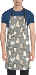 Cute Cat Apron Adjustable with 2 Pockets Cooking Kitchen Aprons for Men Women Outdoors Baking Chef Apron