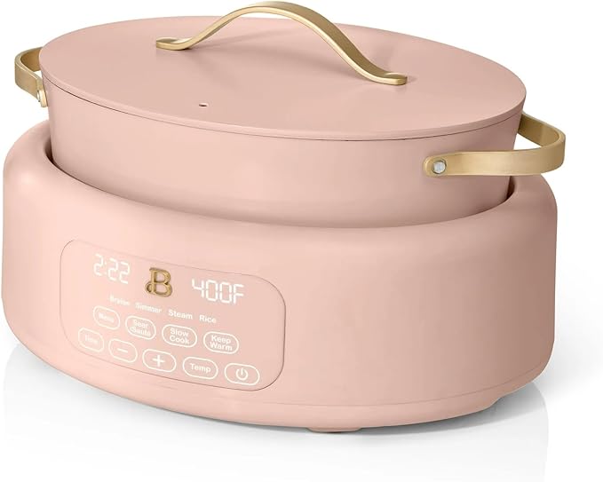 Beautiful 10-in-1 Electric MultiCooker 6 Quart - Programmable Slow Cooker, Sous Vide, Rice Cooker - Sleek Touch Timer & Delayed Start - Kitchen Appliance by Drew Barrymore (Rose)