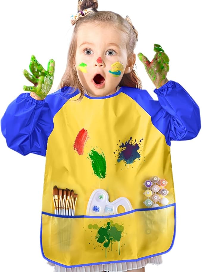 KUUQA Waterproof Children Art Smock Kids Art Aprons, Painting Supplies (Paints and brushes not included)