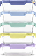 Ello Color Lock 3.4 Cup 10PC, 5 Pack Glass Meal Prep Sets Leak-Proof Glass Food Storage Containers with Airtight BPA-Free Plastic Lids, Dishwasher, Microwave, and Freezer Safe, Purple Rain