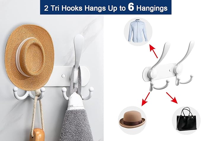 NearMoon Coat Rack Wall Mounted-2 Pack, Heavy Duty Bath Towel Hooks Stainless Steel Robe Hooks Holder, Metal Coat Hook for Towel Coat Hat Key Bathroom Bedroom Hotel Entryway (2 Hooks, White)