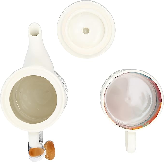 Pavilion Gift Company Dear You 15 oz Ceramic Tea for One, 3 Piece Set, White