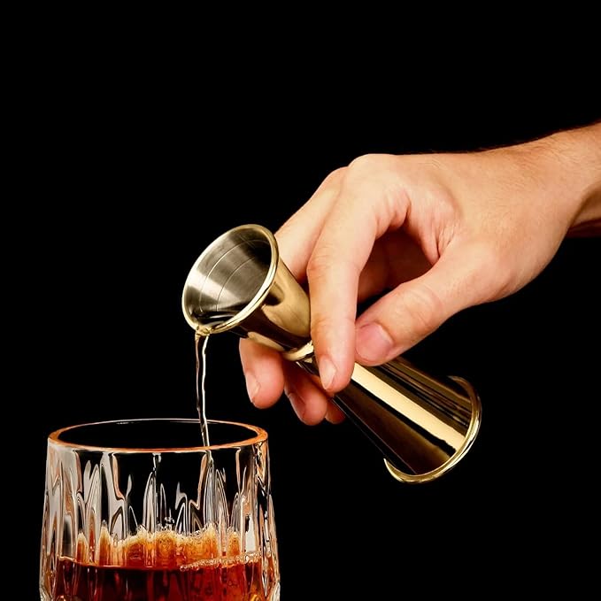 Cocktail Glasses & Mixology Set - Old-Fashioned Cocktail Kit with Smoker Kit, Bourbon, Jigger for Bartending, with Golden Picks