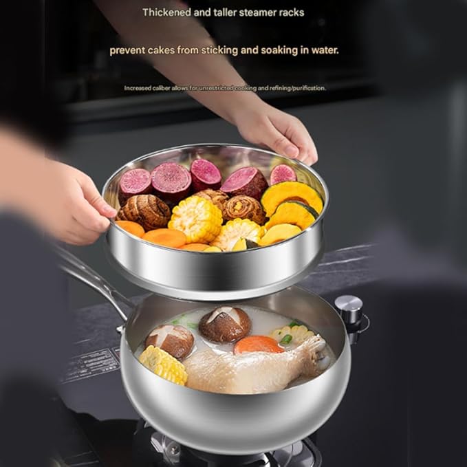 Titanium Hammered Pan, Thickened Multi-Layer Titanium Stock Pot, Titanium Wok Pan, Scratch-Resistant Non Stick Titanium Frying Pans, Even Heating for Cooking,with lid,10.23in