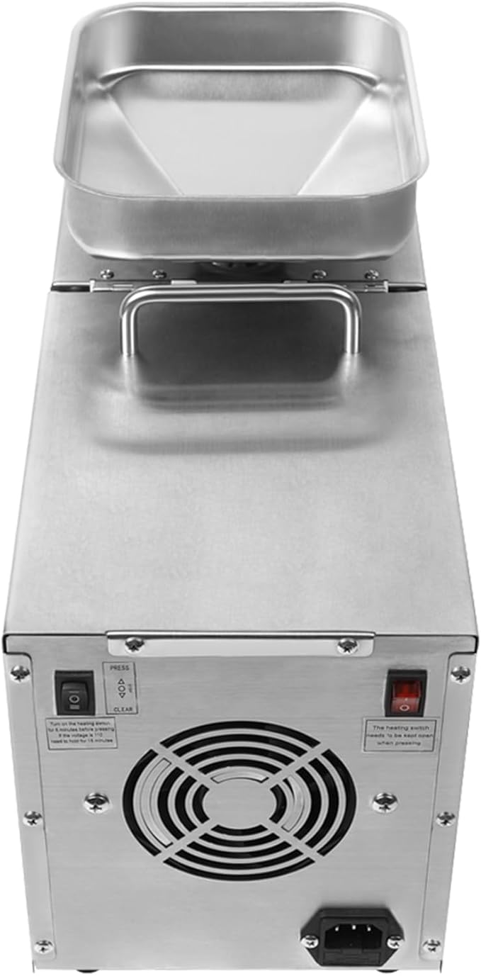 Stainless Steel Oil Press Machine 610W 110V Cold Press Oil Extractor Machine Commercial Household Cold/Hot Oil Press for Nuts Walnut Linseed Olive Kernel Almond Rapeseed Sesame