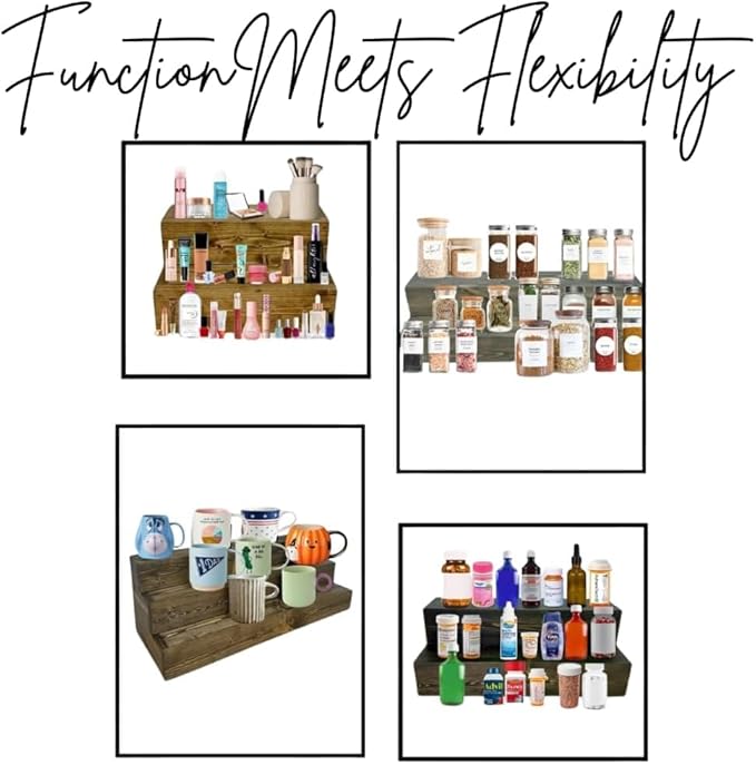 Tiered Bottle Shelf | 2 Tier Liquor Bottle Display | Bar Organization | 30" Black