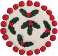 Mud Pie Christmas Holly Felted Trivet