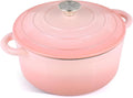 6 Quart Enameled Cast Iron Dutch Oven Pot with Lid, Oven Safe up to 500°F or on Stovetop, Non-stick Dutch Oven for Bread Baking, Cooking, Dual Handles Cookware, Pink