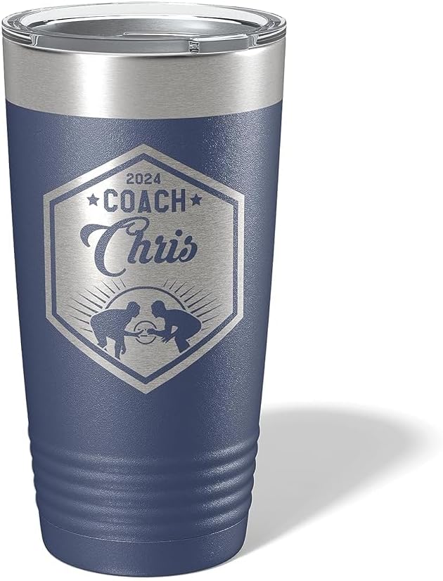 Wrestling Coach gifts, Tumbler, Coach tumbler, Wrestling gifts, Coach Beer glass, Coach gift, Wrestling Coach, Coach gifts, Wrestling Coach (Wrestling Hexagon, Navy, 20oz Tumbler)