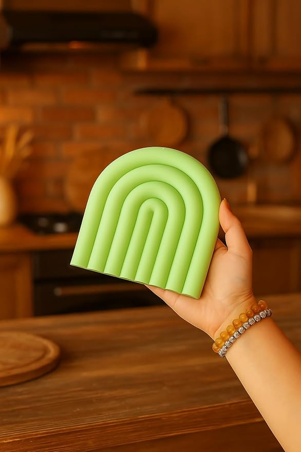 Silicone Trivets for Hot Dishes – Heat-Resistant, Non-Slip Pot Holders for Kitchen & Coasters – Durable Hot Pads for Pots, Pans, Baking Dishes & Kitchen Appliances (Willow Green - 2pcs)