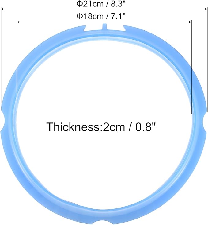 uxcell 2 Pcs Silicone Sealing Ring for Pressure Pot 3QT, Pressure Pot Inner Gasket Seal Rings Pressure Cooker Replacement Parts, Blue