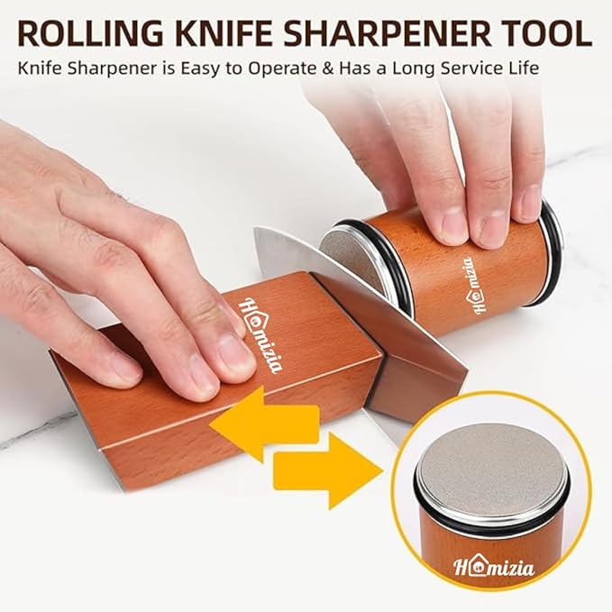Rolling Knife Sharpener – Diamond-Crafted Sharpening Kit with Magnetic Angle System – Easy Knife Sharpening at 15 Degree and 20 Degree Angles – Safe, Compact, Edge Results - Cheff Approved