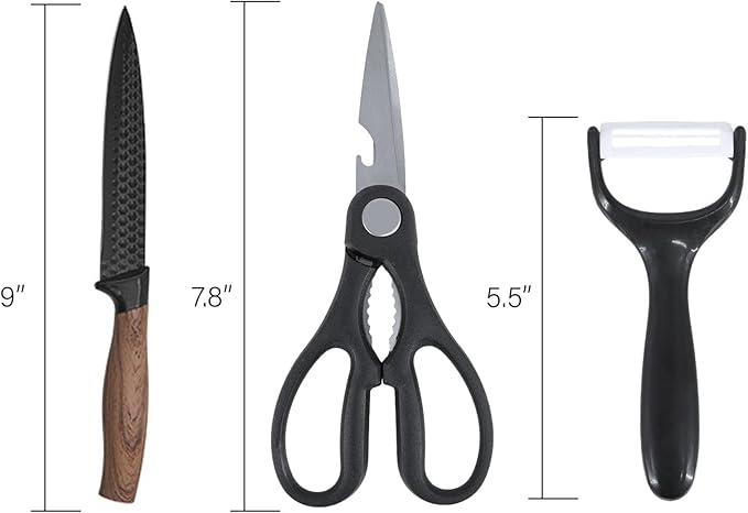 6pcs Stainless Steel Kitchen Knife Set, Rustproof Sharp Chef Knife for Cooking Restauran, Imitation wood grain