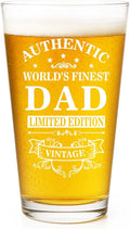 Birthday Gifts for Dad from Son Daughter, Funny Beer Glasses for Dad Husband, Best Dad Ever Gifts, 16 oz Glass Drinking Cup, Christmas Thanksgiving Retirement Sentimental Gift for Father