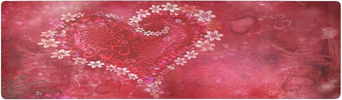senya Valentine's Day Trivet Table Runner 40 Inches Long Happy Valentine's Day Floral Heart Heat Resistant Hot Pad Multi Purpose Mat for for Hot Pots Pans Kitchen Countertops, B01C23045