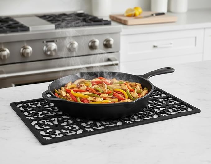 GASARÉ, Extra Large, Thick, Silicone Trivet for Hot Dishes, Pots, and Pans, Heat Resistant Mat for Countertop, Hot Pad for Kitchen, Easy to Clean, 21 x 12 x 3/8 Inches, Black