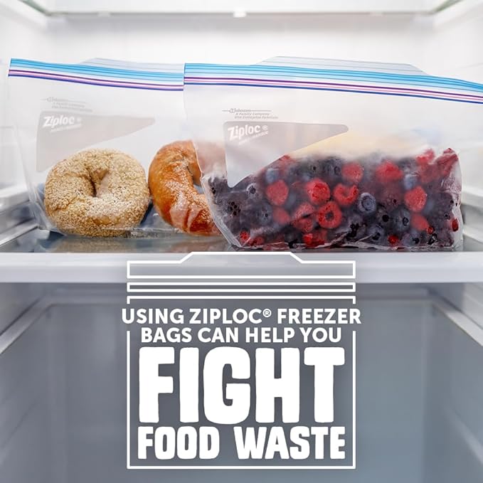 Ziploc Half Gallon Food Storage Freezer Bags, Easy Open and Close, 40 Bags Total