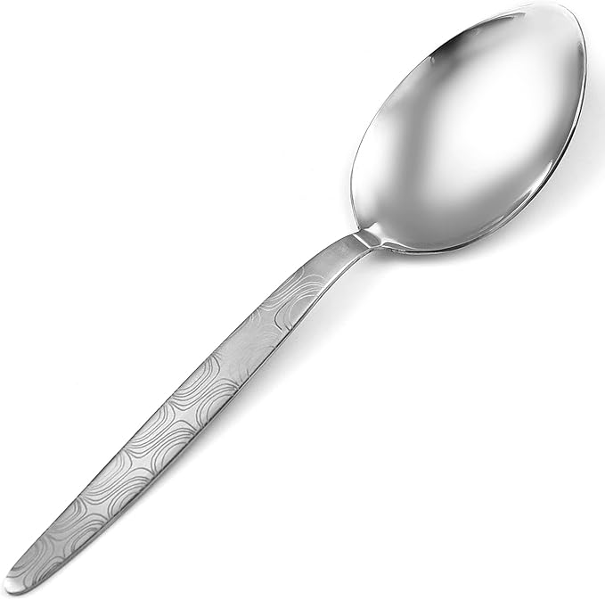 Kunz Special Edition Damascus Pattern Spoon | 18/10 Stainless Steel Plating 9 Inch Basting Quenelle Chef Cooking Utensils Dinner Serving Spoon