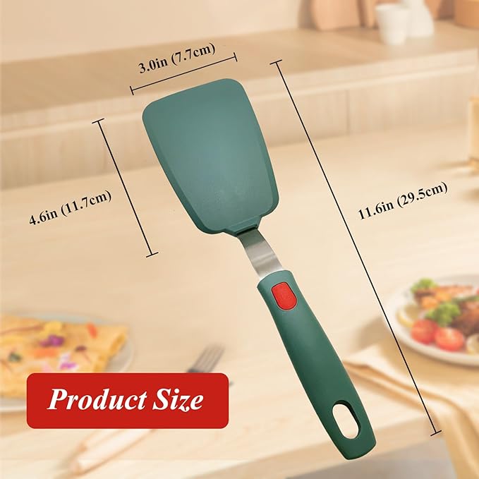 Silicone Spatula Turner, Small Pancake Spatulas for Nonstick Cookware Pan, Heat Resistant 600°F, Thin Flexible Cooking Spatula for Kitchen Use, Flipper for Omelette Egg Fish, Dishwasher Safe