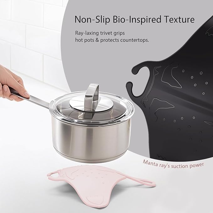 UMIRRO Cute Silicone Trivets for Hot Pots and Pans w/Pop-up Fun, Heat Resistant Mats for Quartz Countertop, Ocean Themed Pot Holder Pads for Coastal Decor, Kitchen Gifts for Beach Lovers Pink 2 Pack