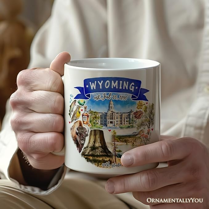 OrnamentallyYou Artistic Wyoming State Themes and Landmarks Mug