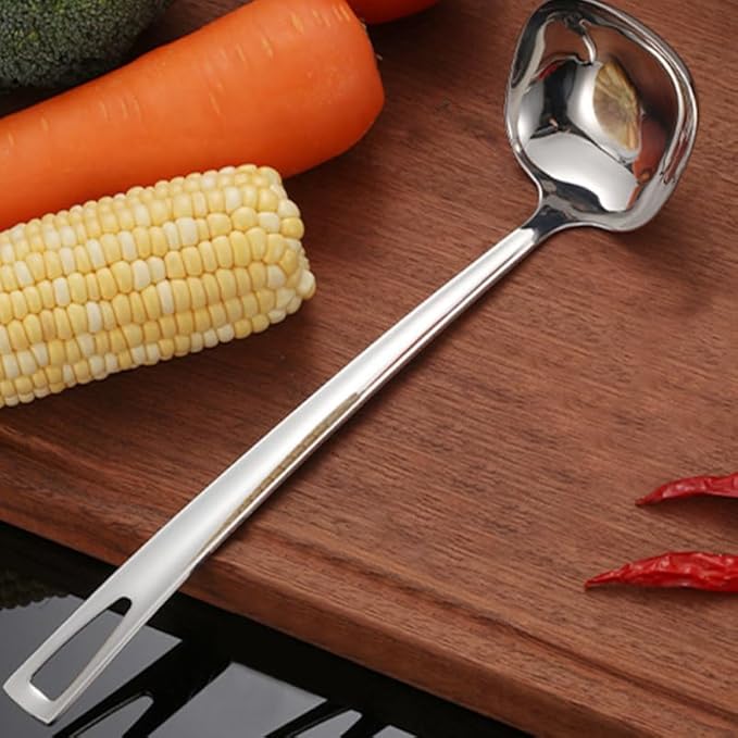 Cabilock 316 Stainless Steel Soup Ladle Square Head Nonslip Handle for Kitchen Cooking Utensils Slotted Serving Spoon