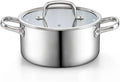 Cook N Home Stainless Steel Stockpot with Lid 4 Quart, Tri-Ply Clad Soup Pot, Induction Cooking pot, Silver