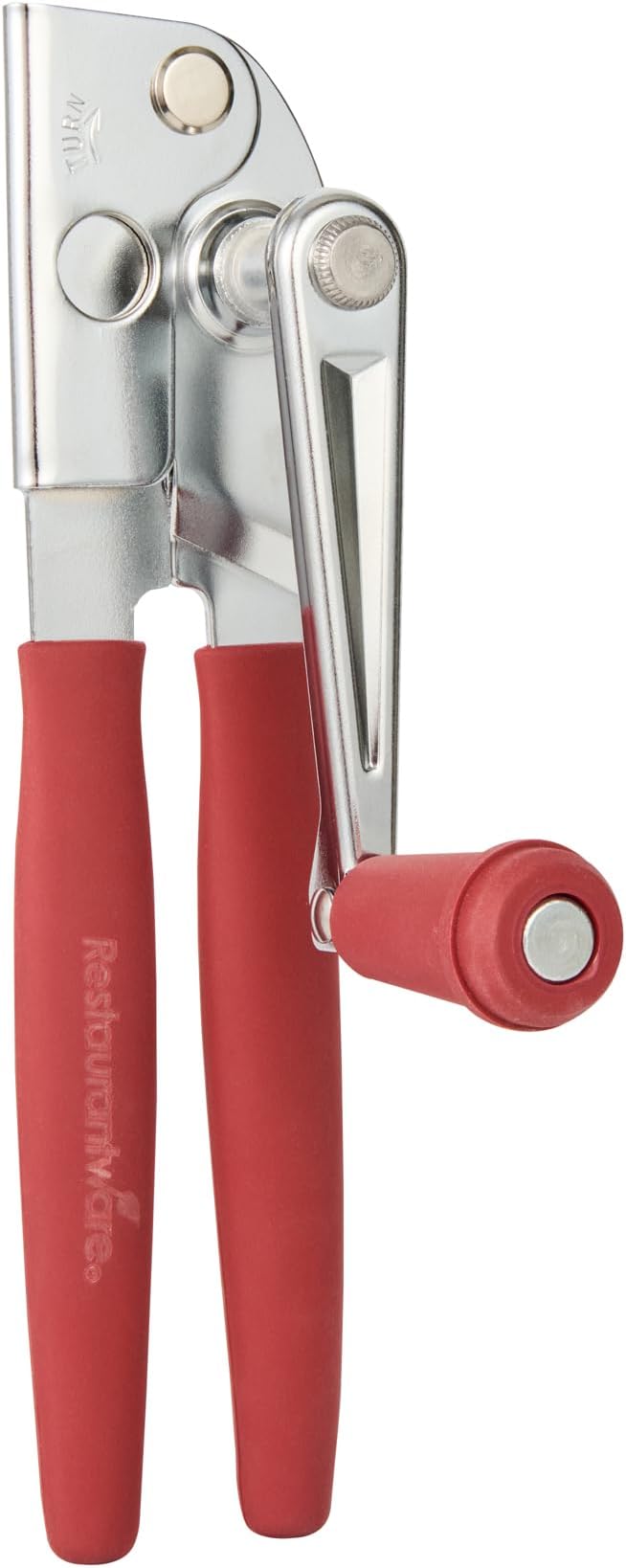 Restaurantware Stainless Steel Magnetic Manual Can Opener - 6 Pack - German Standard Red Crank Can Opener with Magnet, Ergonomic Handles, Non-Slip - Heavy-Duty Hand Can Opener, Easy Turn, Sharp Blade