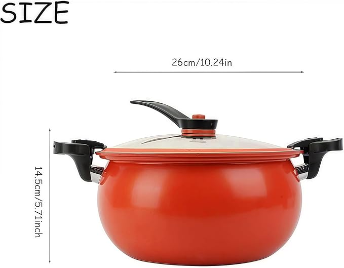 Multifunctional Large Capacity Non-stick Pressure Cooker, 8QT Micro Pressure Cooker, Family-Size Fast Cooking Pot with Anti-Scalding Handle & Visual Glass Lid for Family Meals, Soups, Stews (Orange)